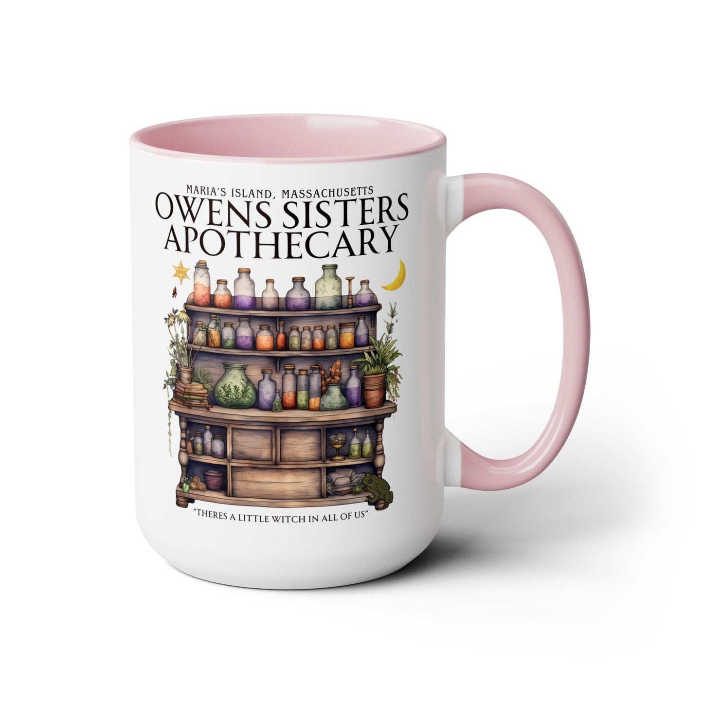 Owens Sisters Witch Coffee Mug Colored Handle 15 oz