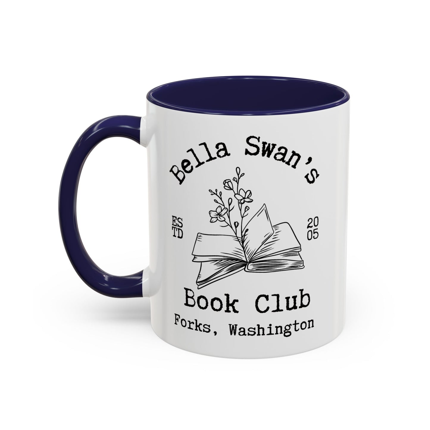 Bella’s Book Club Coffee Mug Colored Handle 11 oz