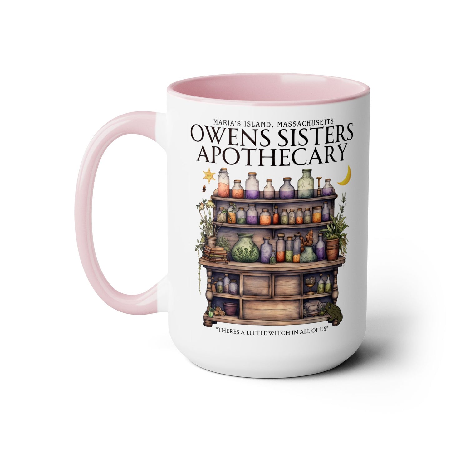 Owens Sisters Witch Coffee Mug Colored Handle 15 oz