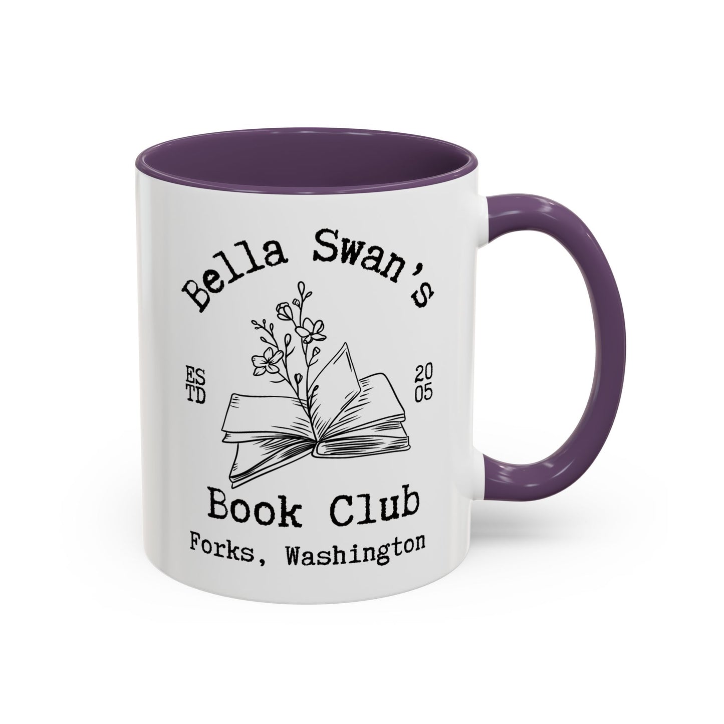 Bella’s Book Club Coffee Mug Colored Handle 11 oz