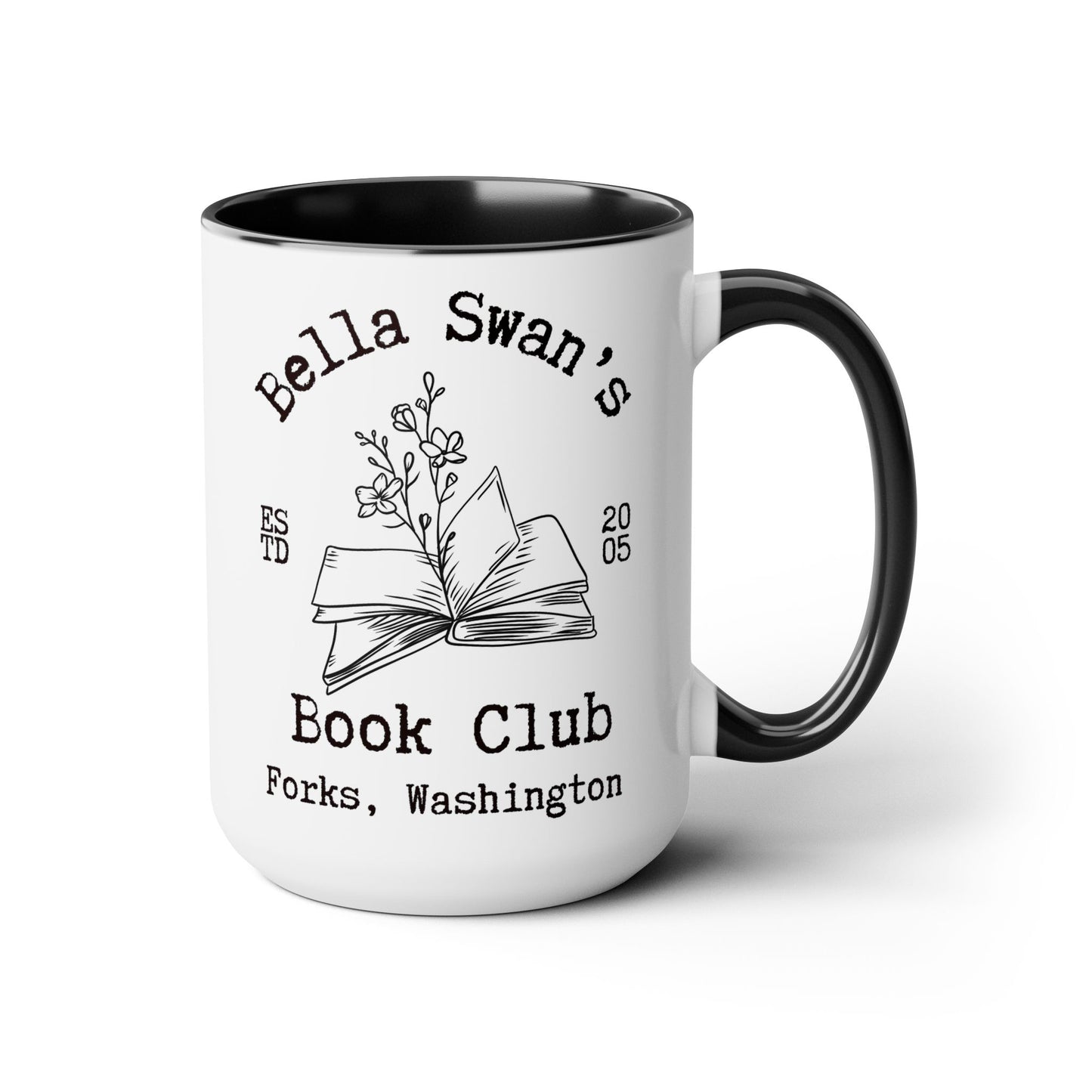 Bella’s Book Club Coffee Mug Colored Handle 15oz