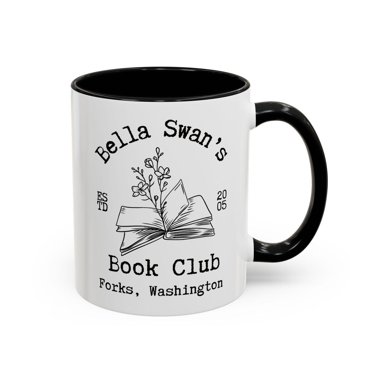 Bella’s Book Club Coffee Mug Colored Handle 11 oz