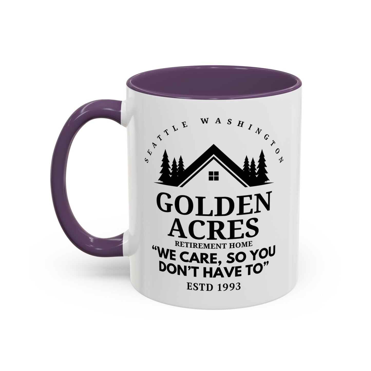 Retirement Home Coffee Mug Colored Handle 11oz