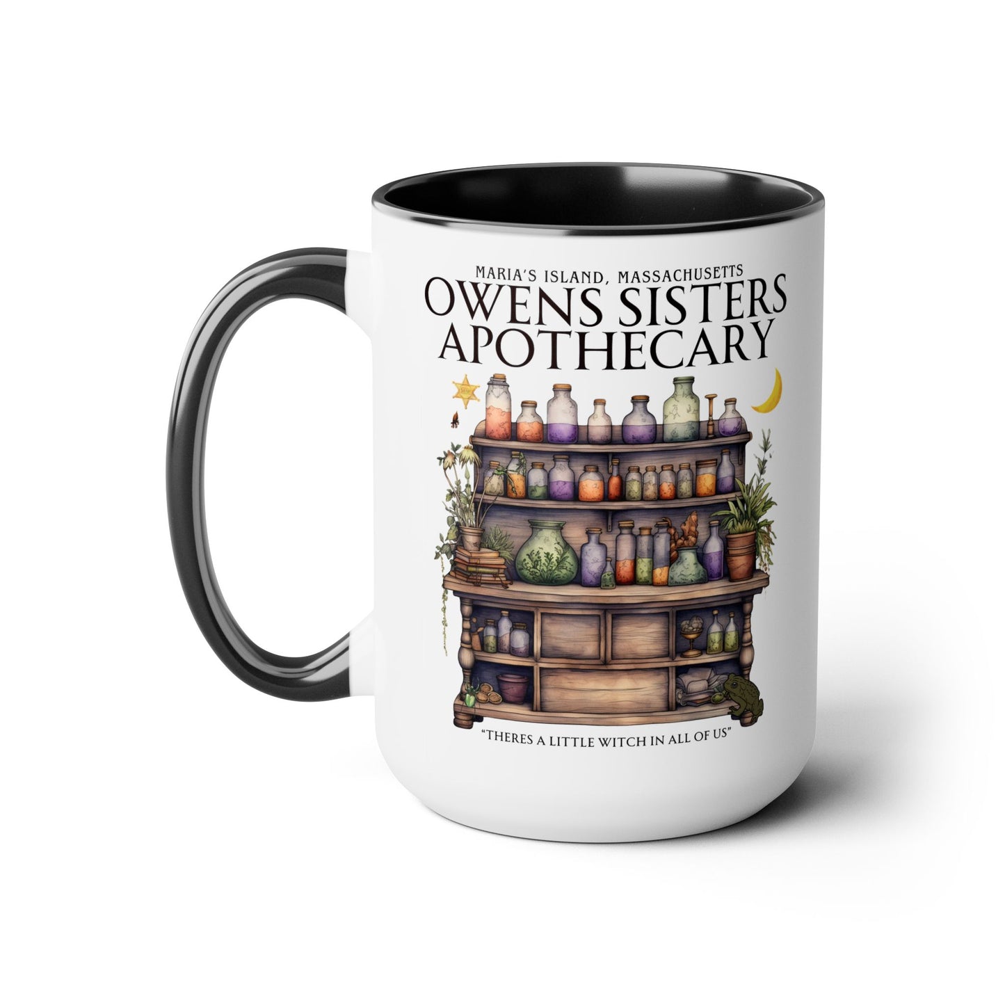 Owens Sisters Witch Coffee Mug Colored Handle 15 oz