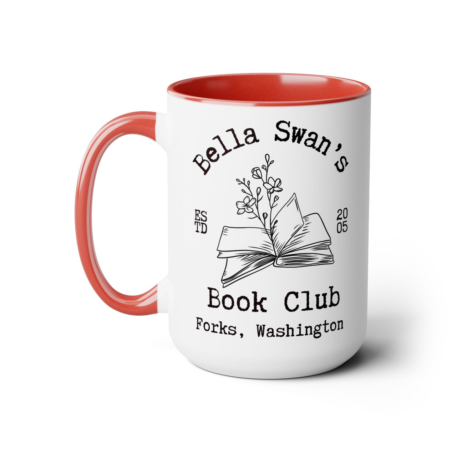 Bella’s Book Club Coffee Mug Colored Handle 15oz