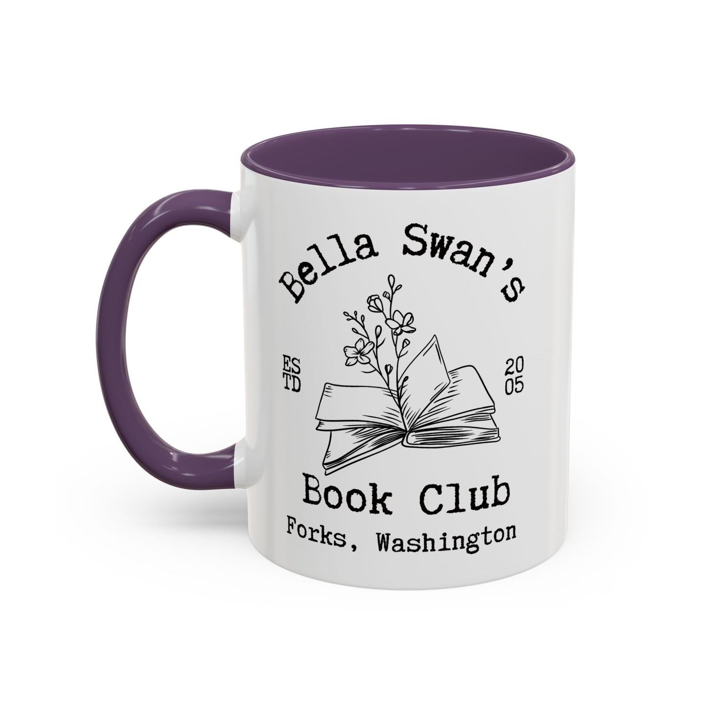 Bella’s Book Club Coffee Mug Colored Handle 11 oz