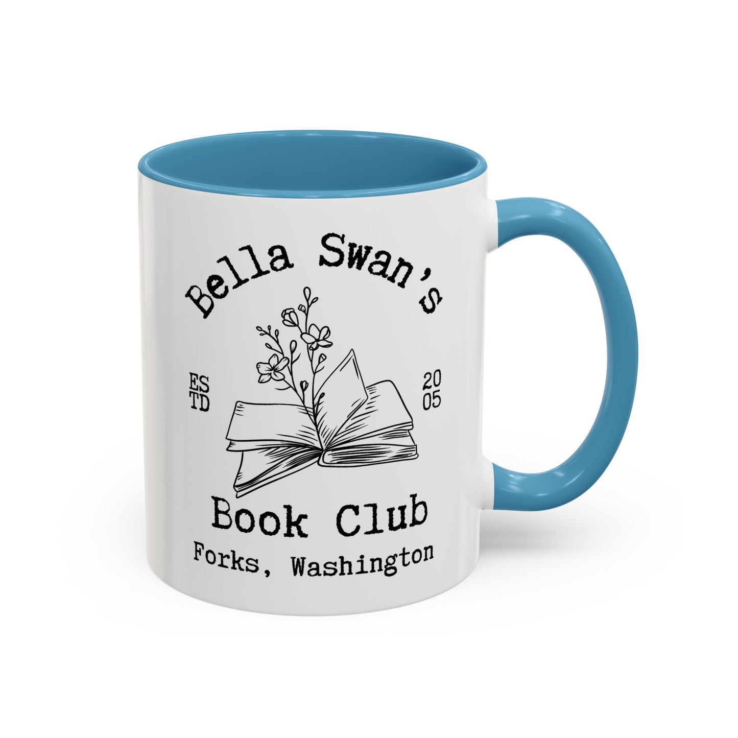 Bella’s Book Club Coffee Mug Colored Handle 11 oz