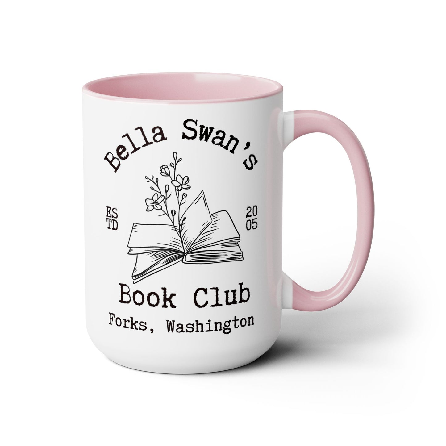 Bella’s Book Club Coffee Mug Colored Handle 15oz