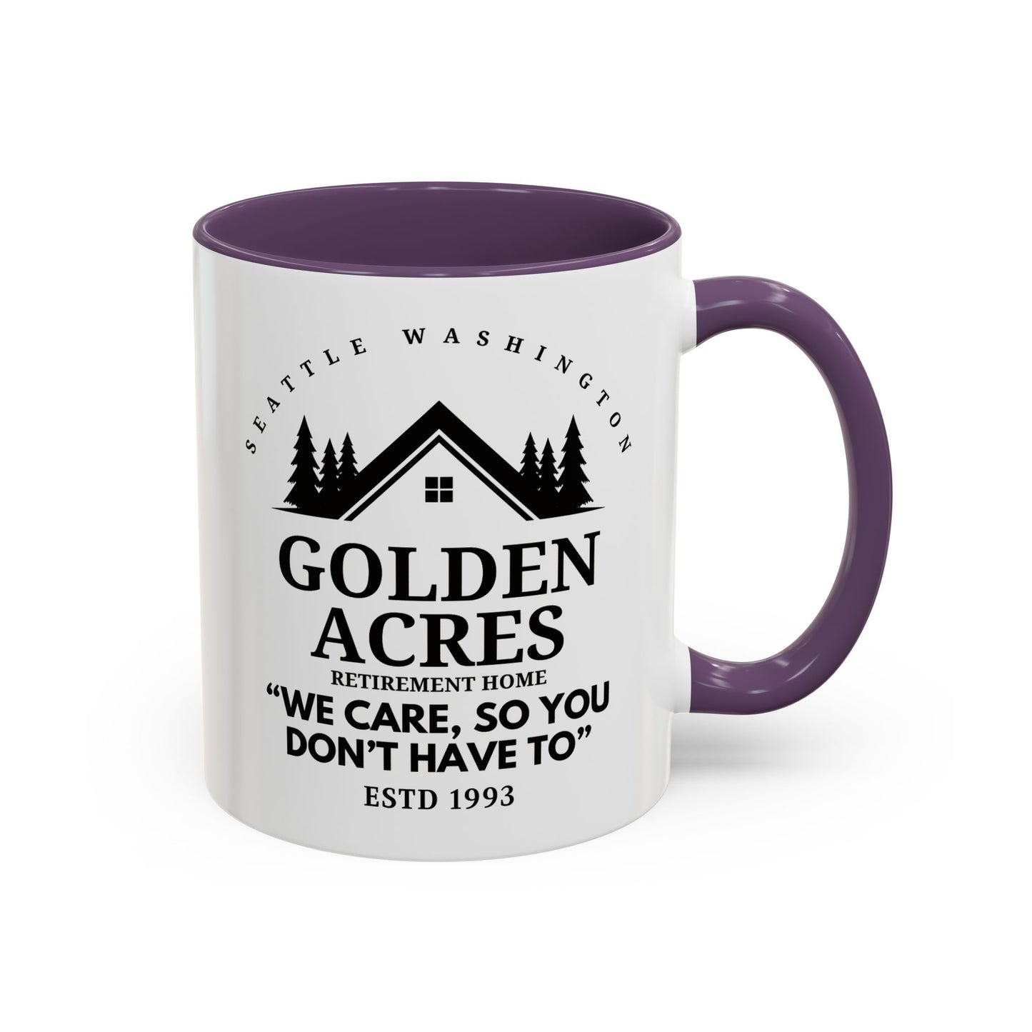 Retirement Home Coffee Mug Colored Handle 11oz