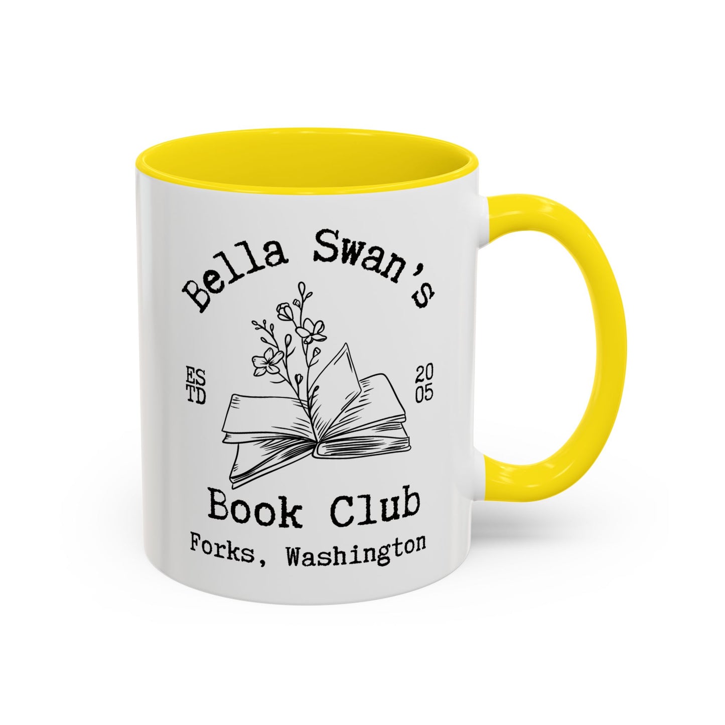 Bella’s Book Club Coffee Mug Colored Handle 11 oz