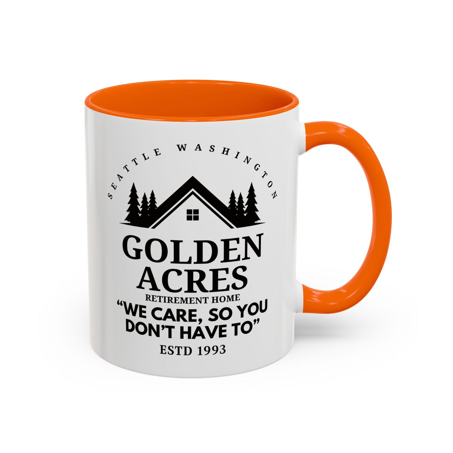 Retirement Home Coffee Mug Colored Handle 11oz
