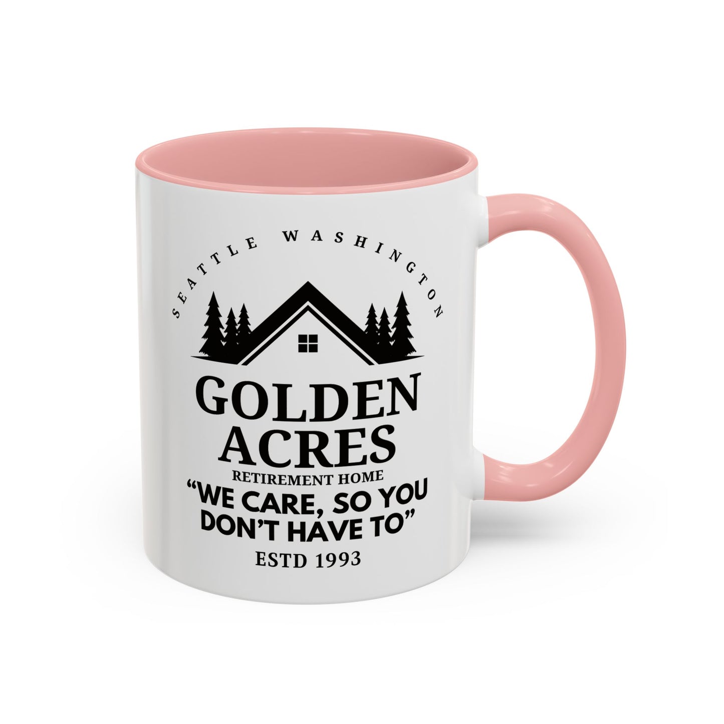 Retirement Home Coffee Mug Colored Handle 11oz