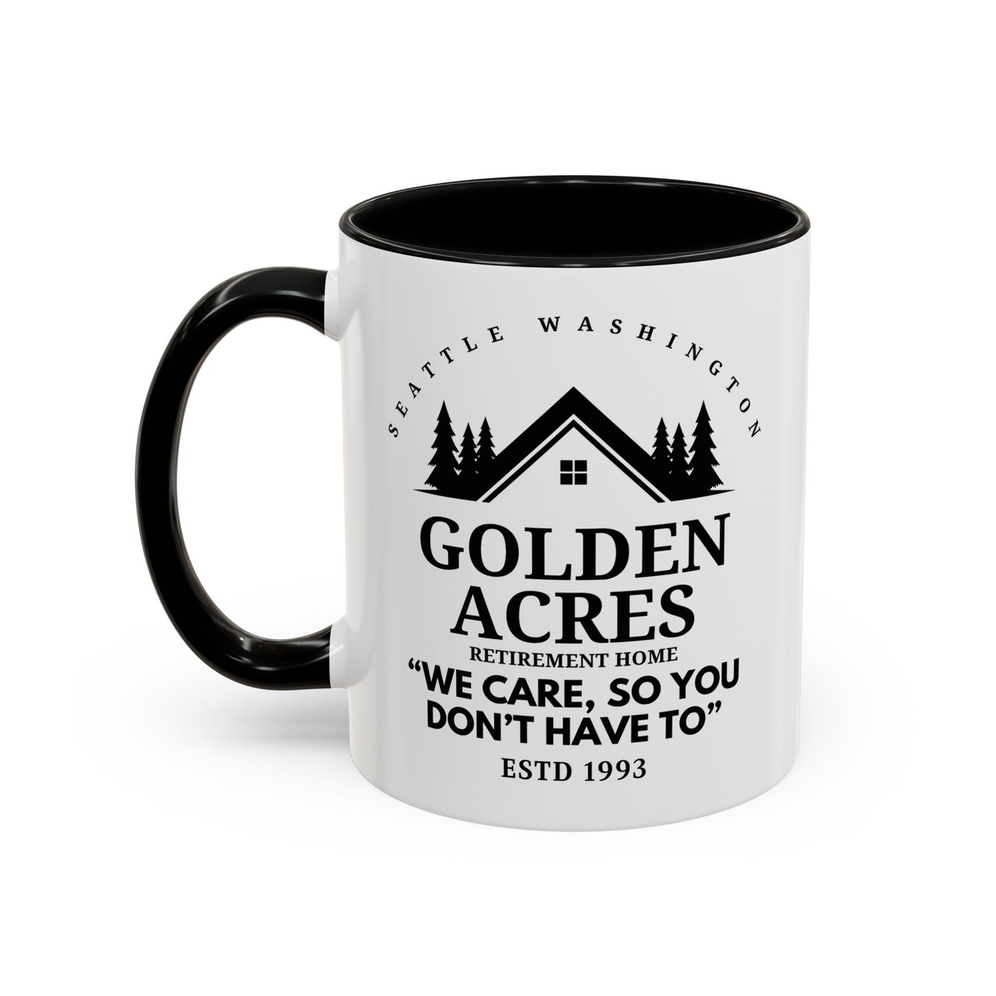 Retirement Home Coffee Mug Colored Handle 11oz