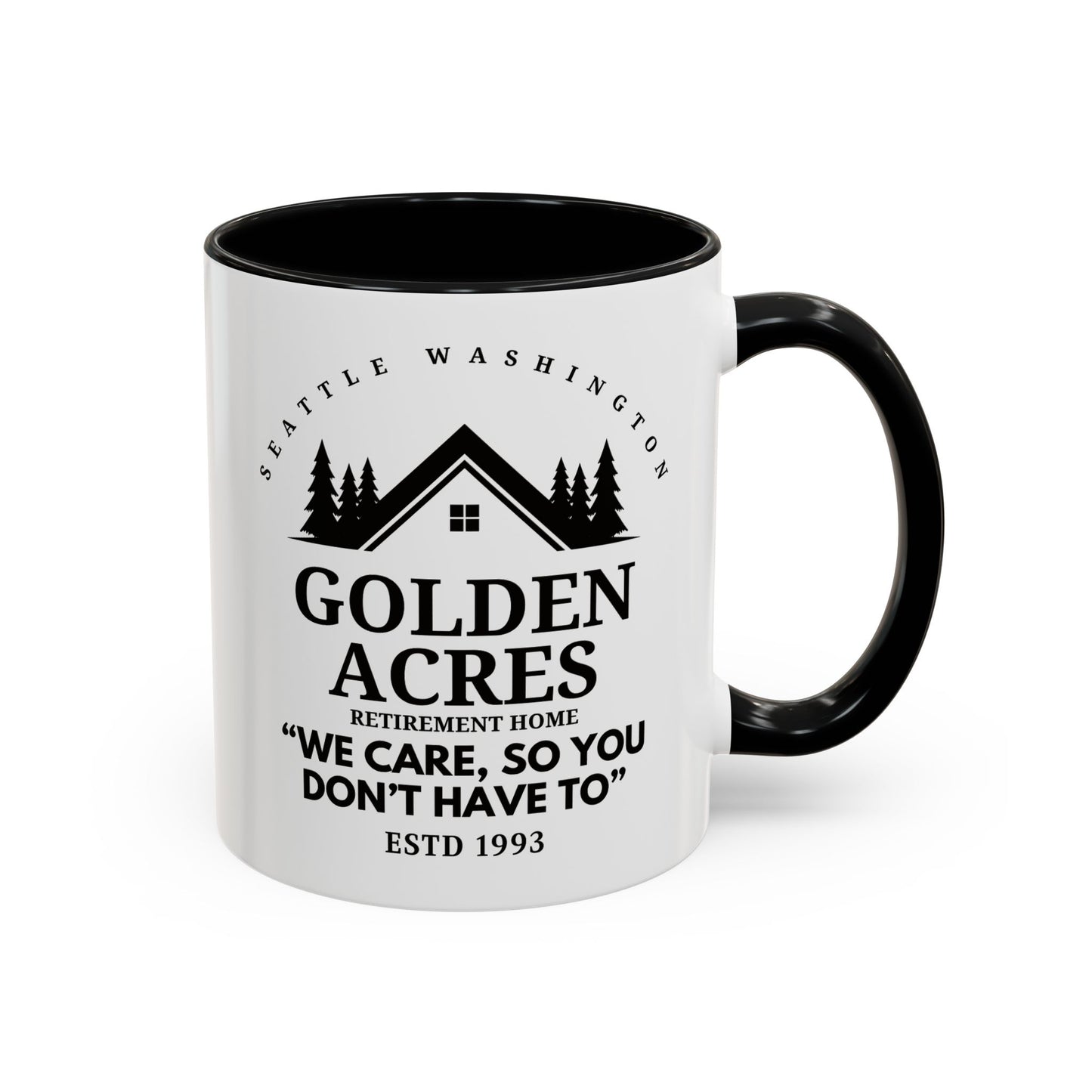 Retirement Home Coffee Mug Colored Handle 11oz