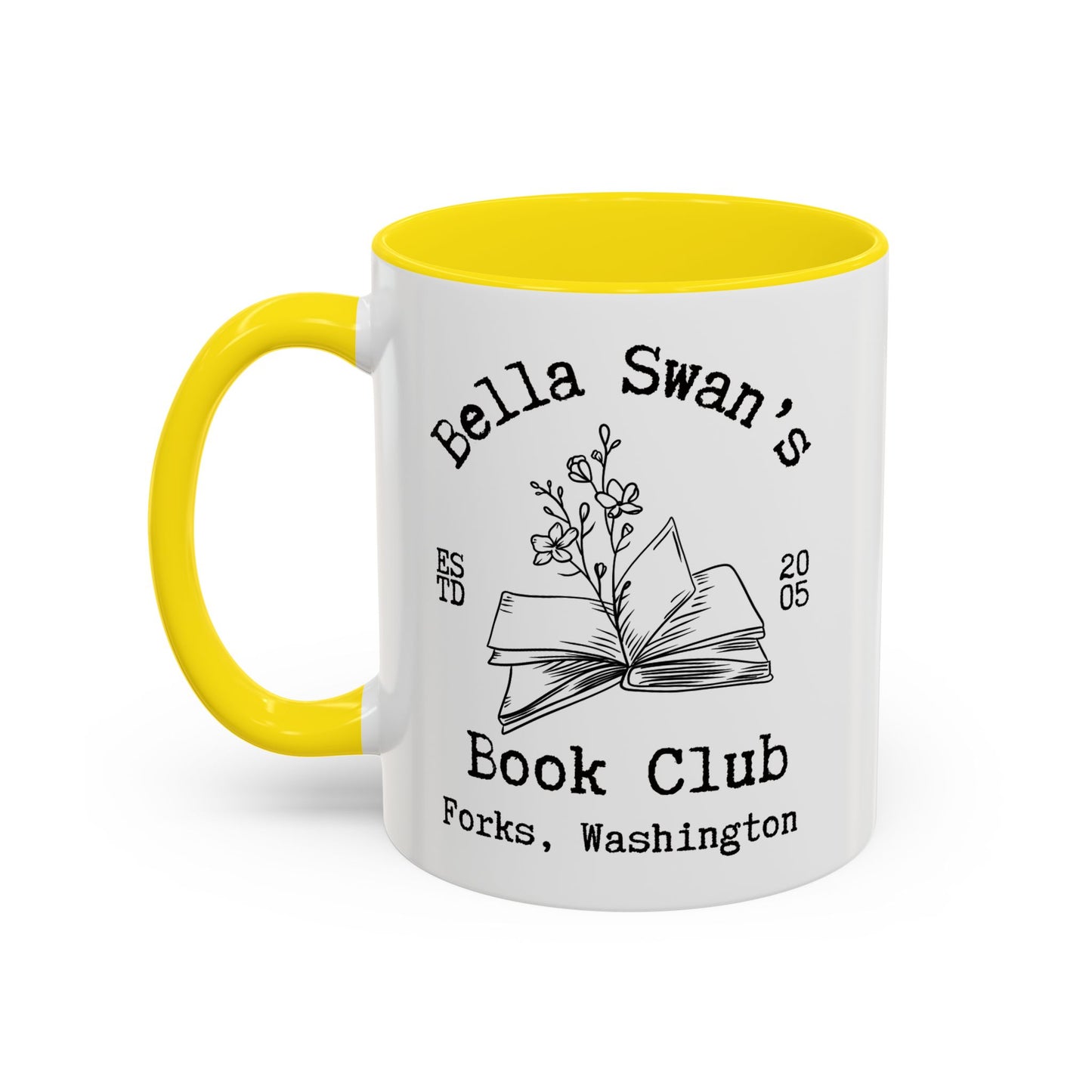 Bella’s Book Club Coffee Mug Colored Handle 11 oz