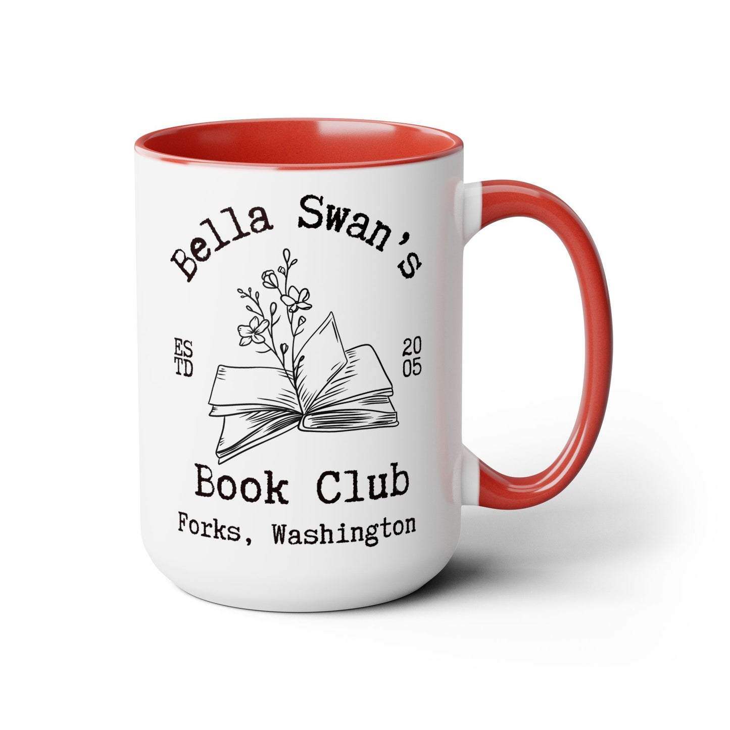 Bella’s Book Club Coffee Mug Colored Handle 15oz