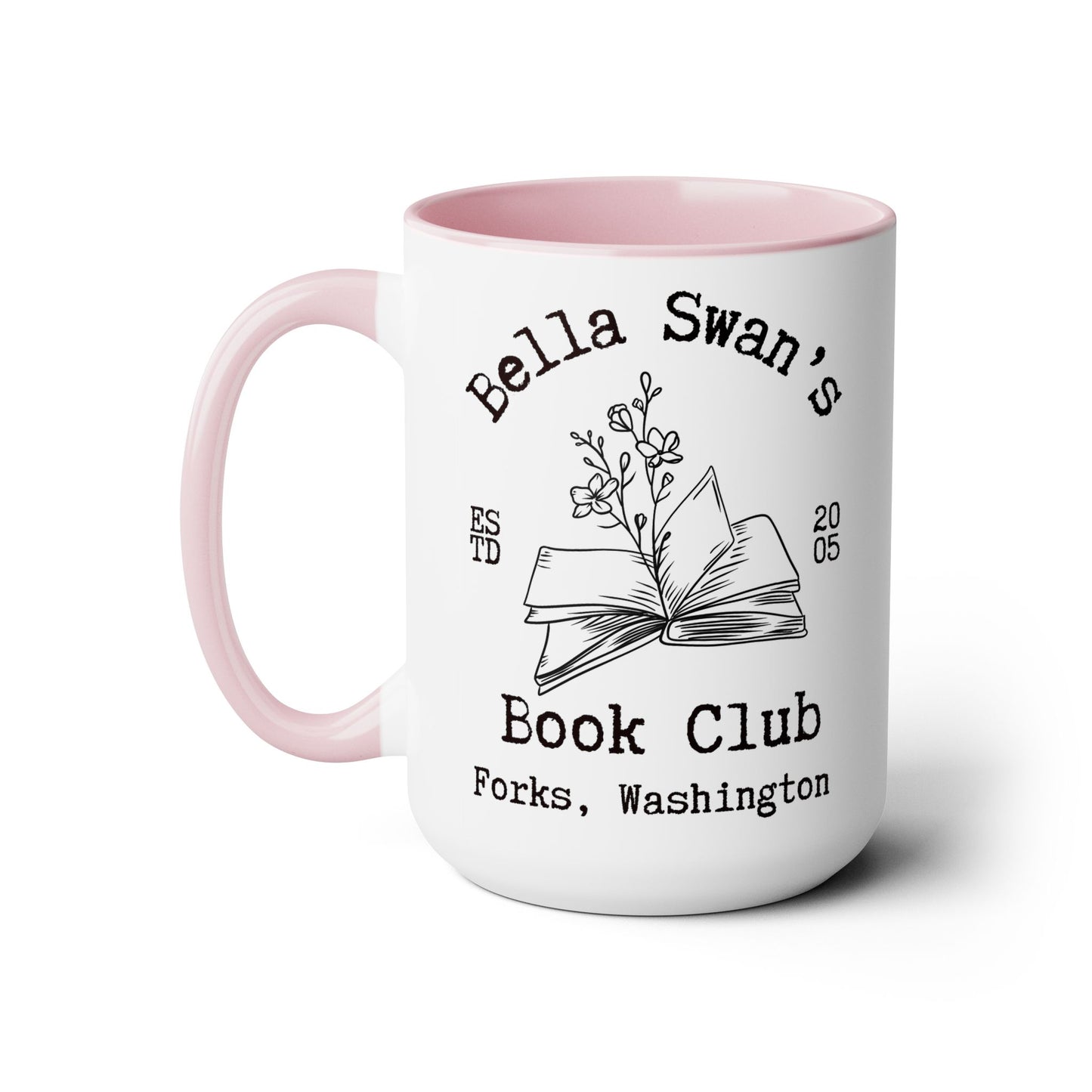 Bella’s Book Club Coffee Mug Colored Handle 15oz