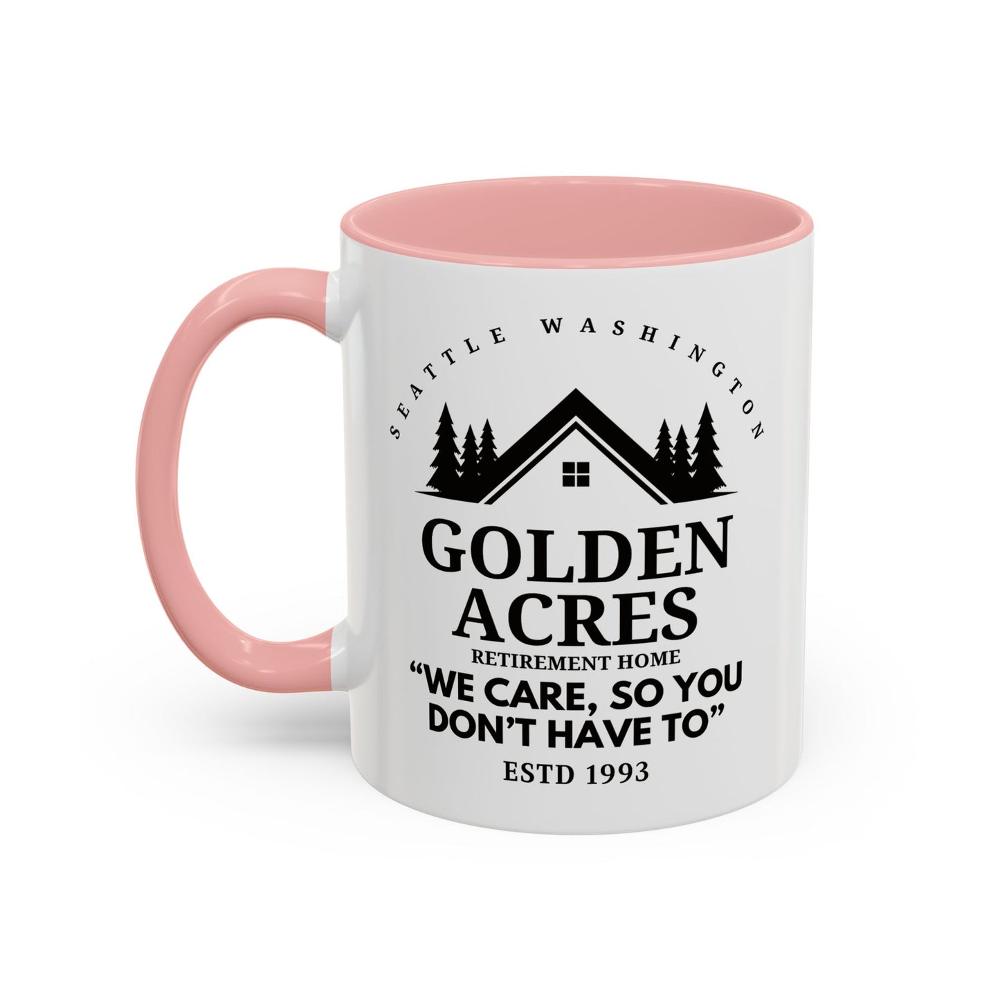 Retirement Home Coffee Mug Colored Handle 11oz