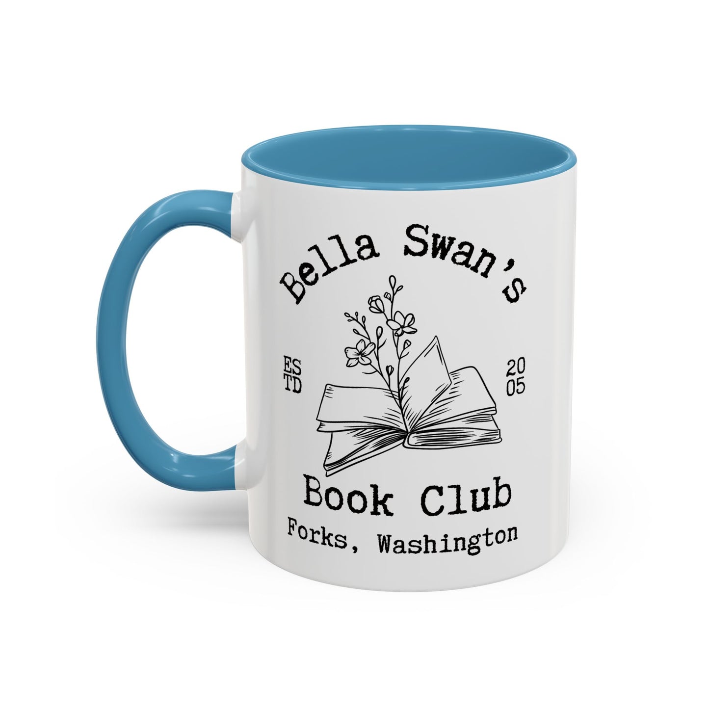 Bella’s Book Club Coffee Mug Colored Handle 11 oz