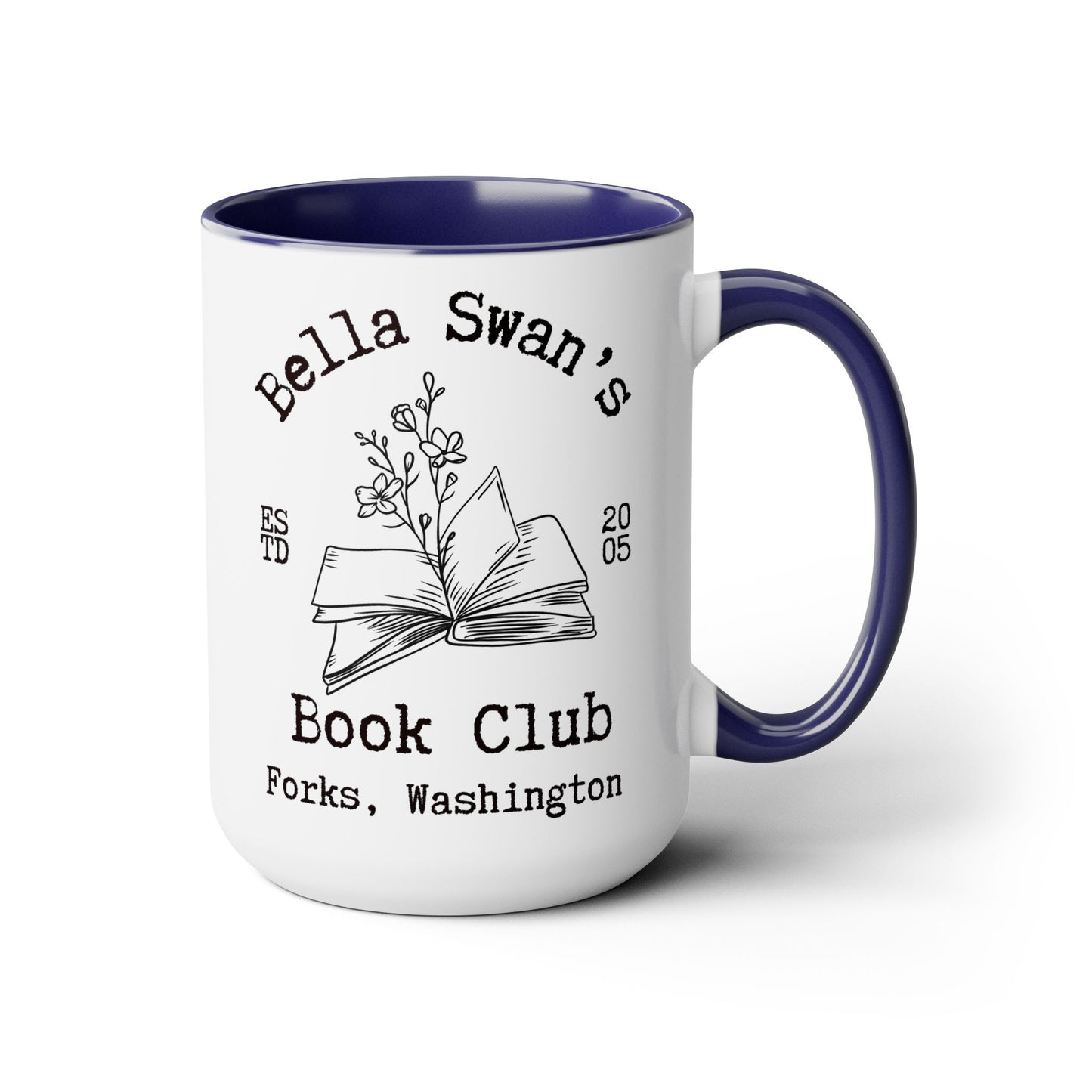 Bella’s Book Club Coffee Mug Colored Handle 15oz