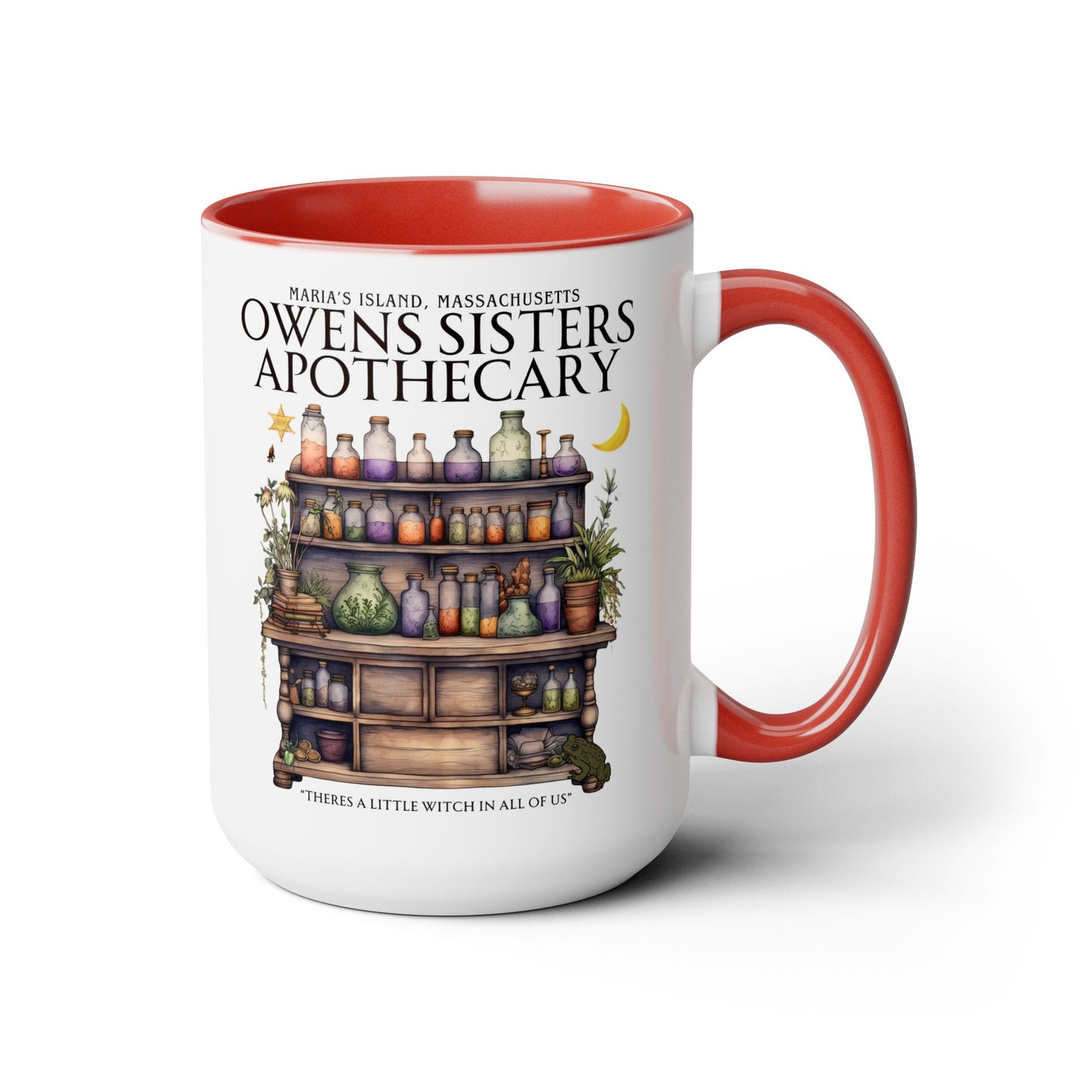 Owens Sisters Witch Coffee Mug Colored Handle 15 oz