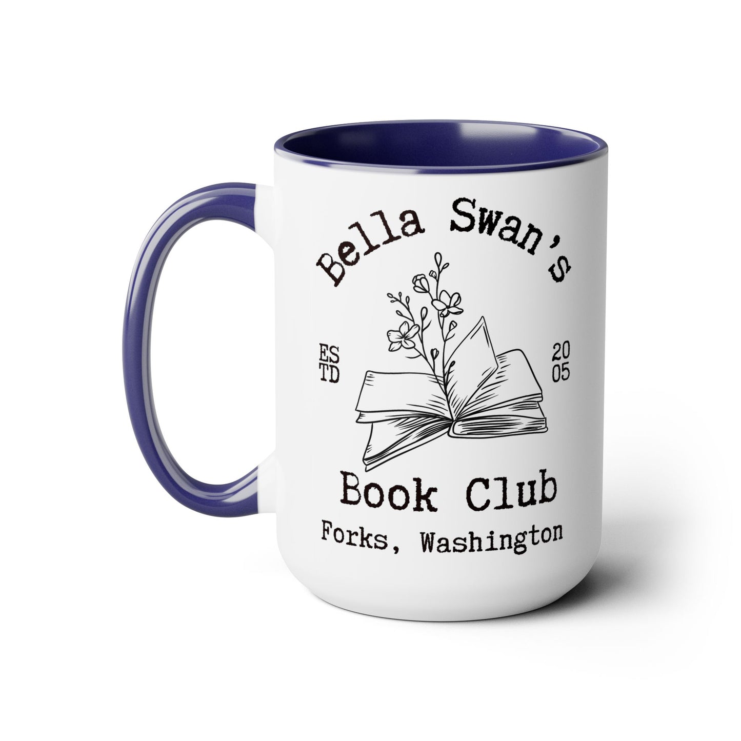 Bella’s Book Club Coffee Mug Colored Handle 15oz