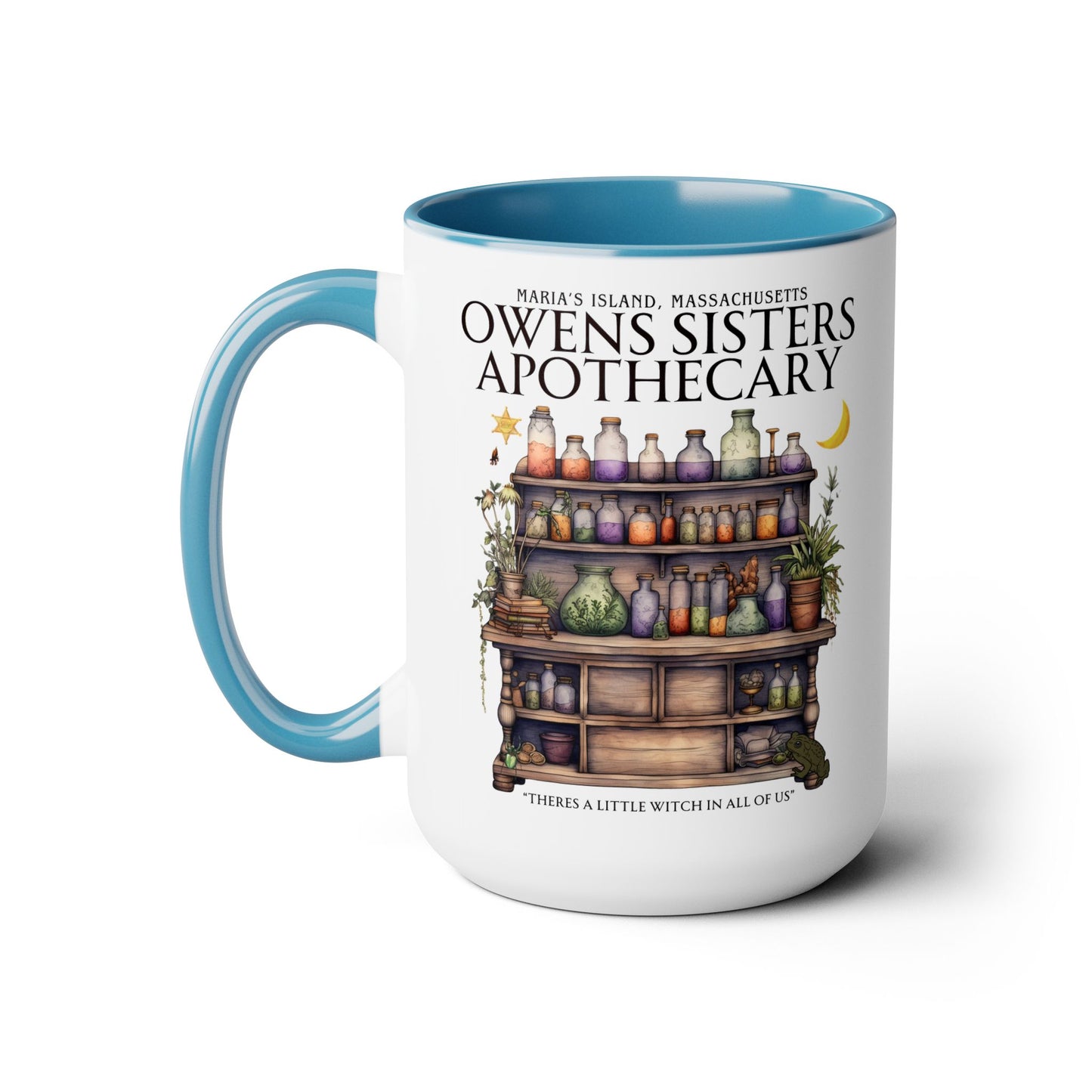 Owens Sisters Witch Coffee Mug Colored Handle 15 oz