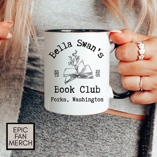 Bella’s Book Club Coffee Mug Colored Handle 11 oz