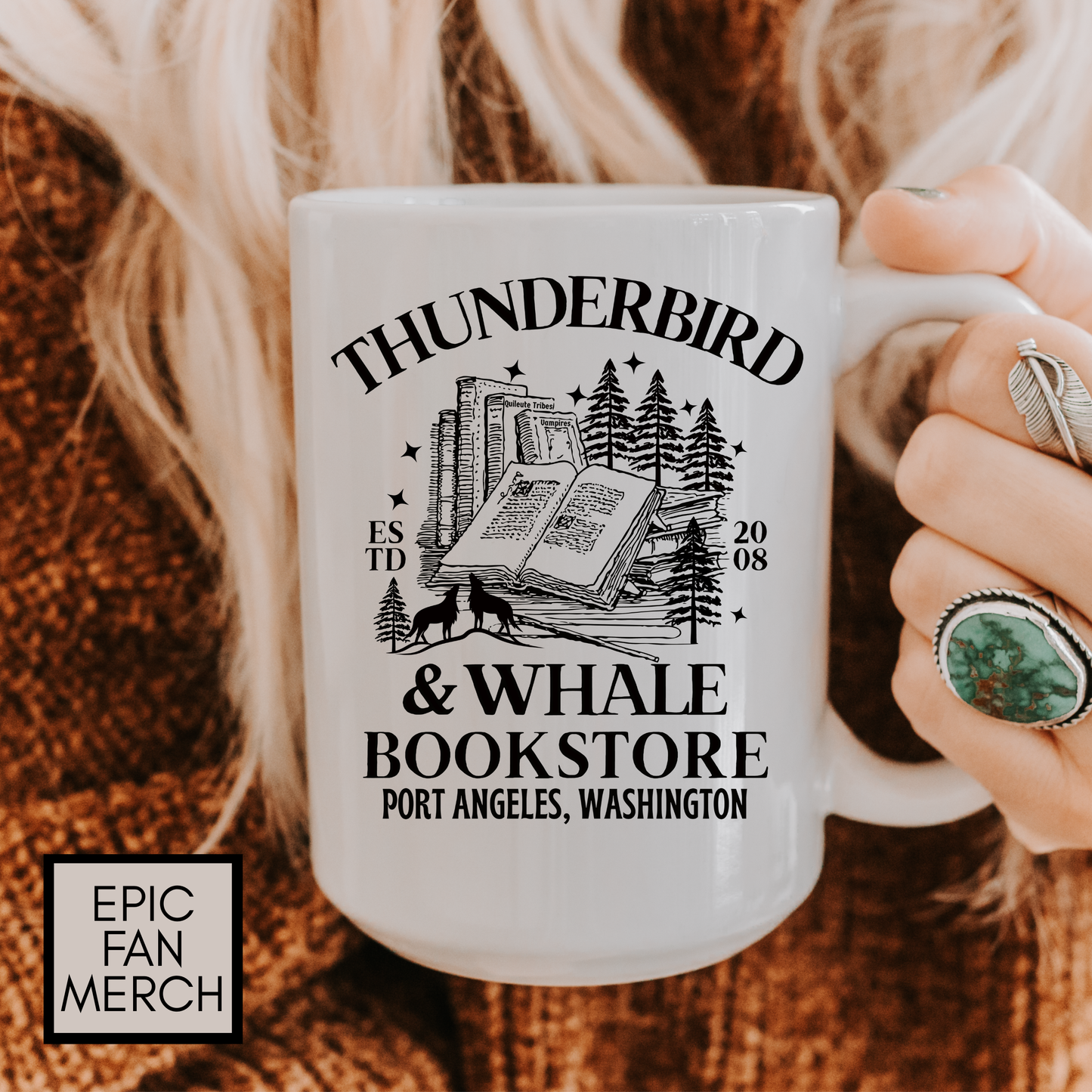 Thunderbird & Whale Bookstore Coffee Mug