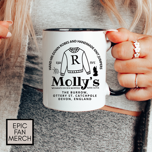 Molly’s Knitting Coffee Mug Colored Handle
